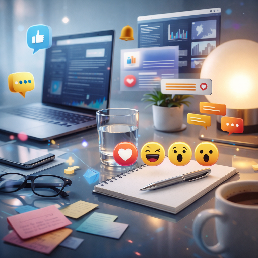 Latest blog highlight workspace with social and analytics elements